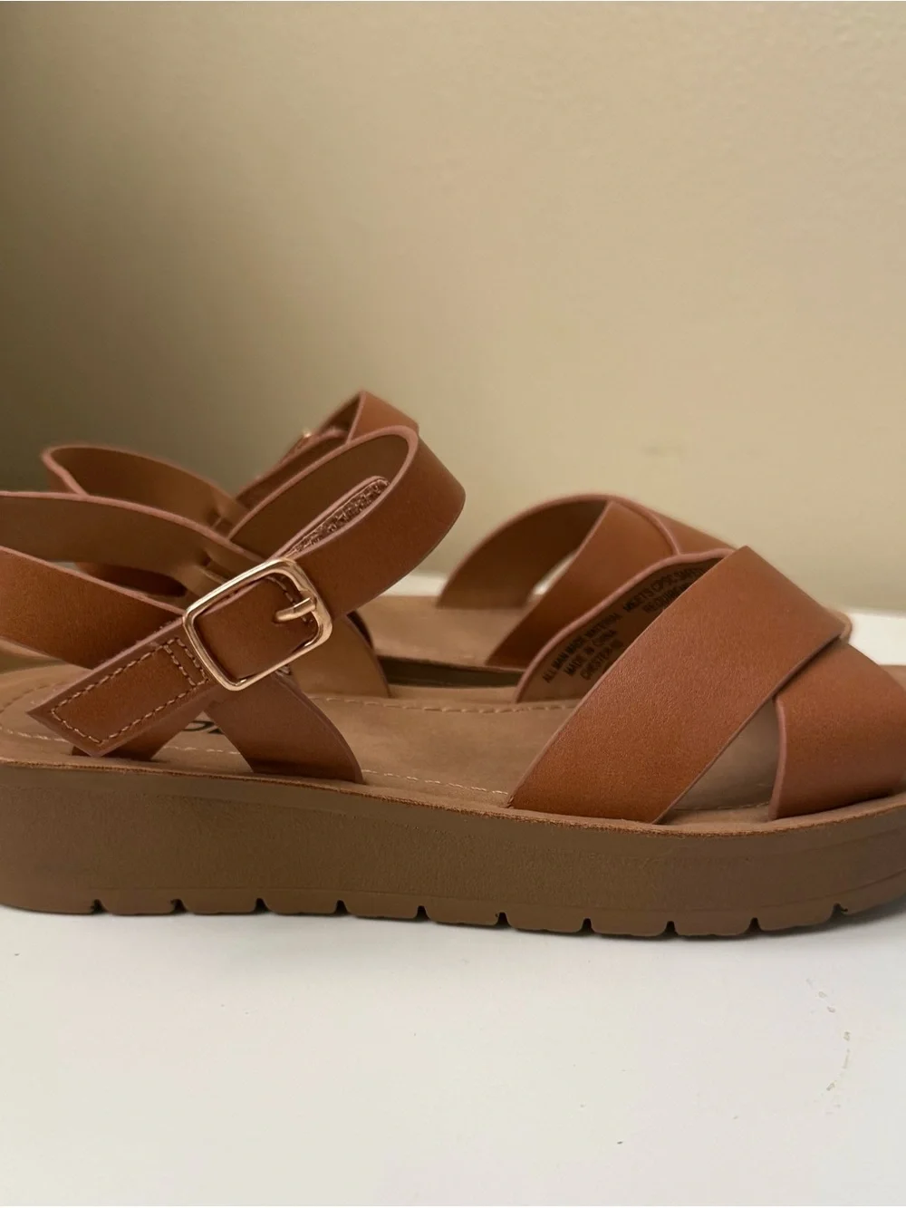 Soda Chester Girls Youth Brown Leather Sandals 3.5
